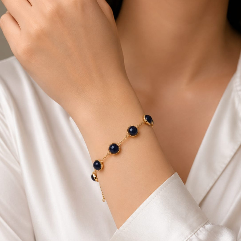 Deep Blue Radiance, Golden Grace Bracelet