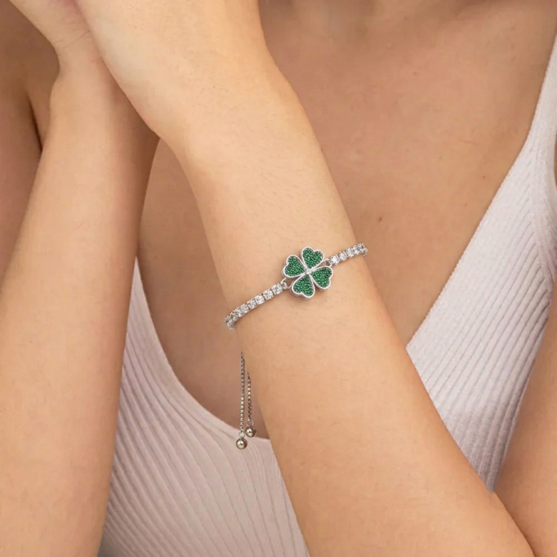 Anti-Tarnish Lucky Clover Tennis Bracelet