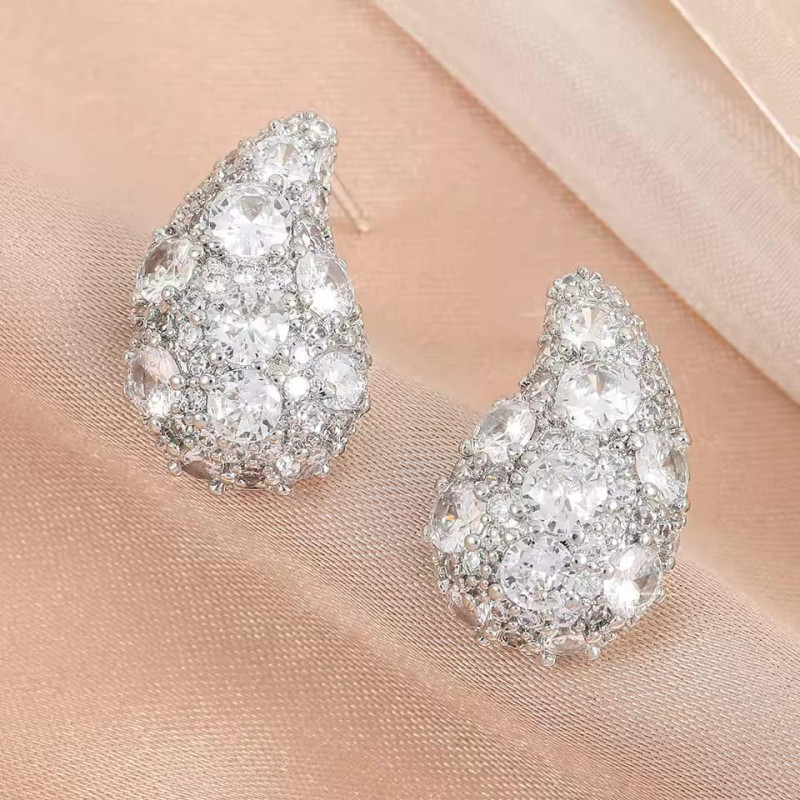 Cubic Zirconia Oxidized Earrings (Silver)