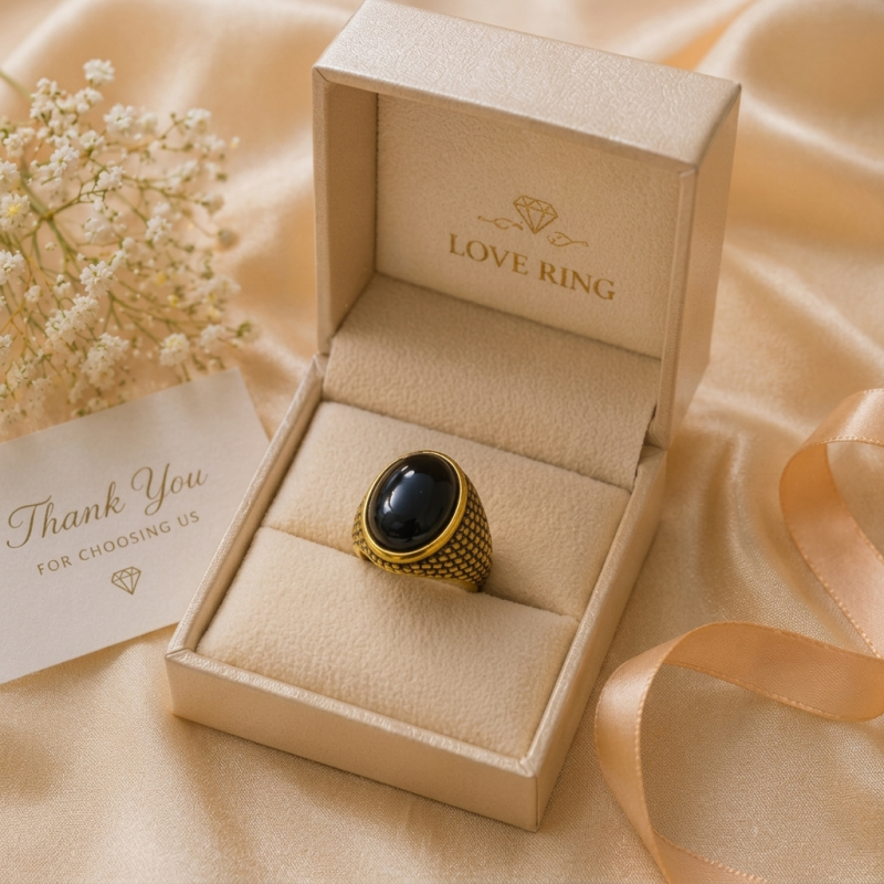 Bold Gold Black Onyx Ring