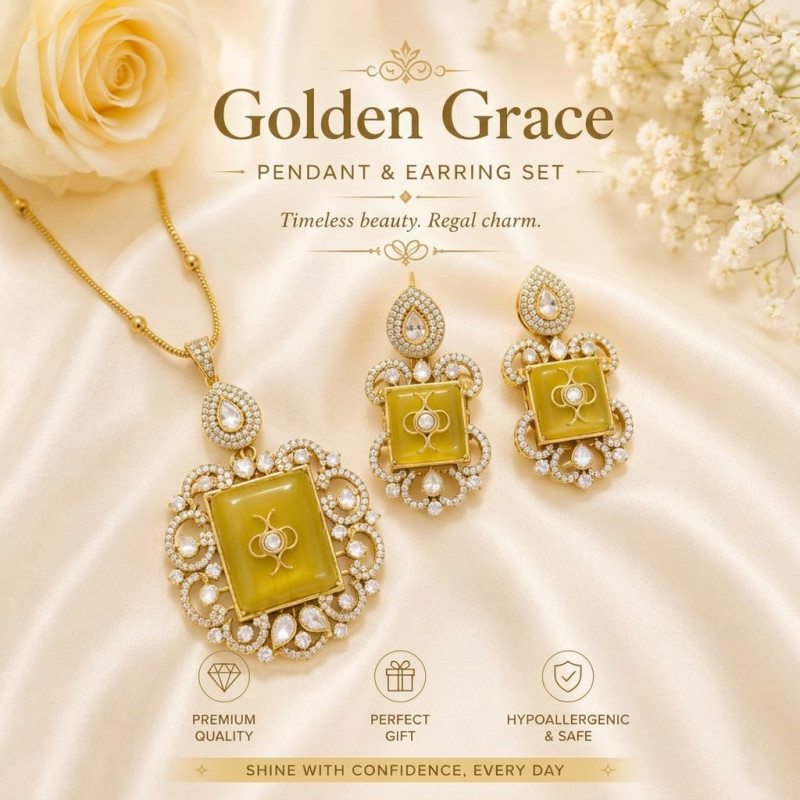 Golden Grace Pendant & Earring Set