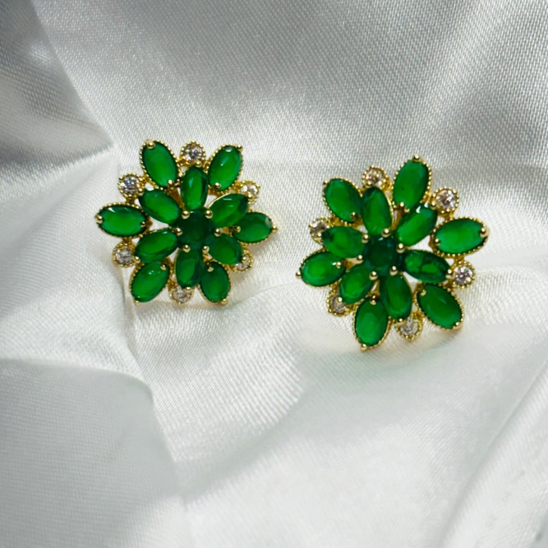 Gold Plated Emerald Green Crystal Earrings