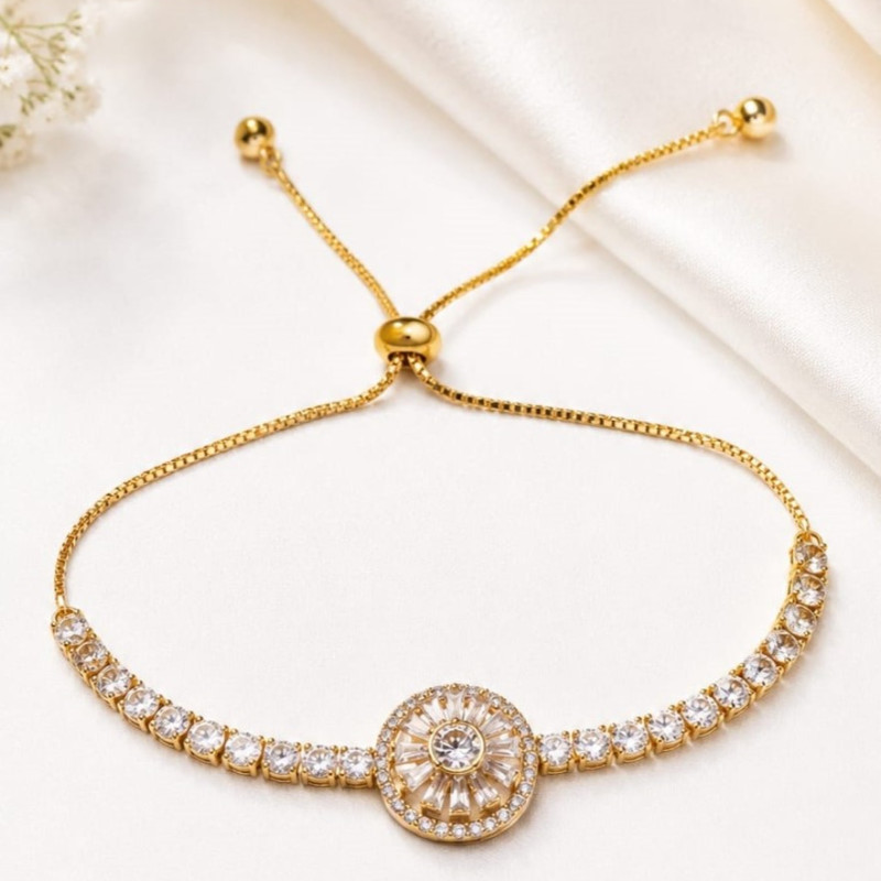Sparkling Sunburst Gold Tennis Bracelet
