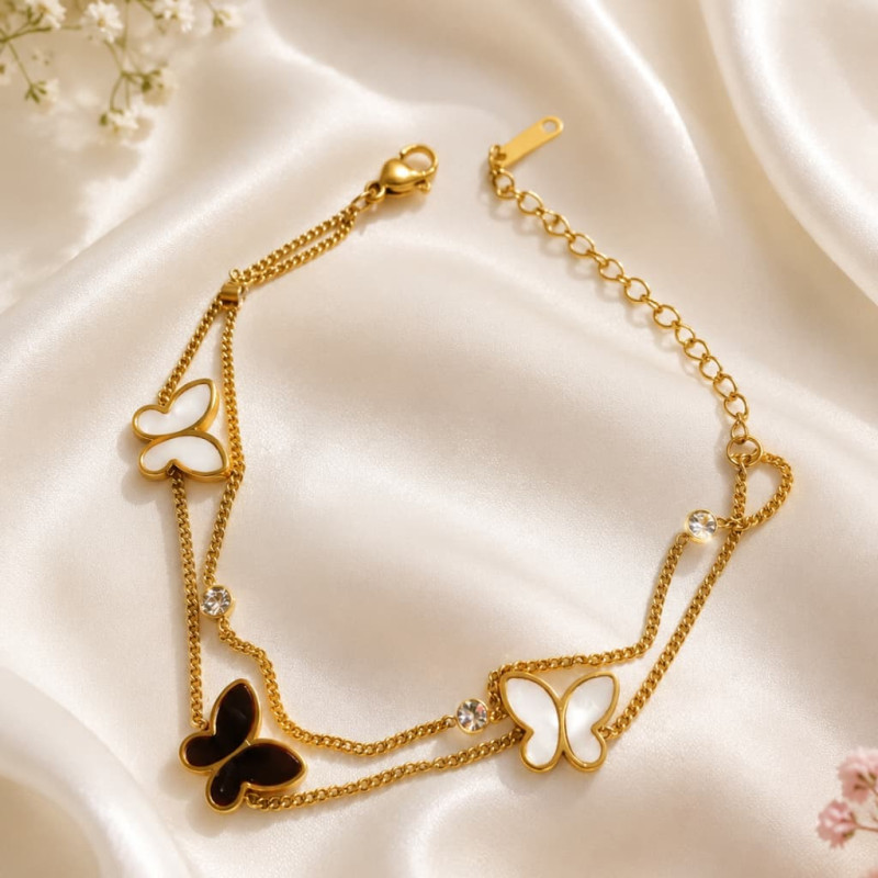 Elegant Double Layer Butterfly Bracelet