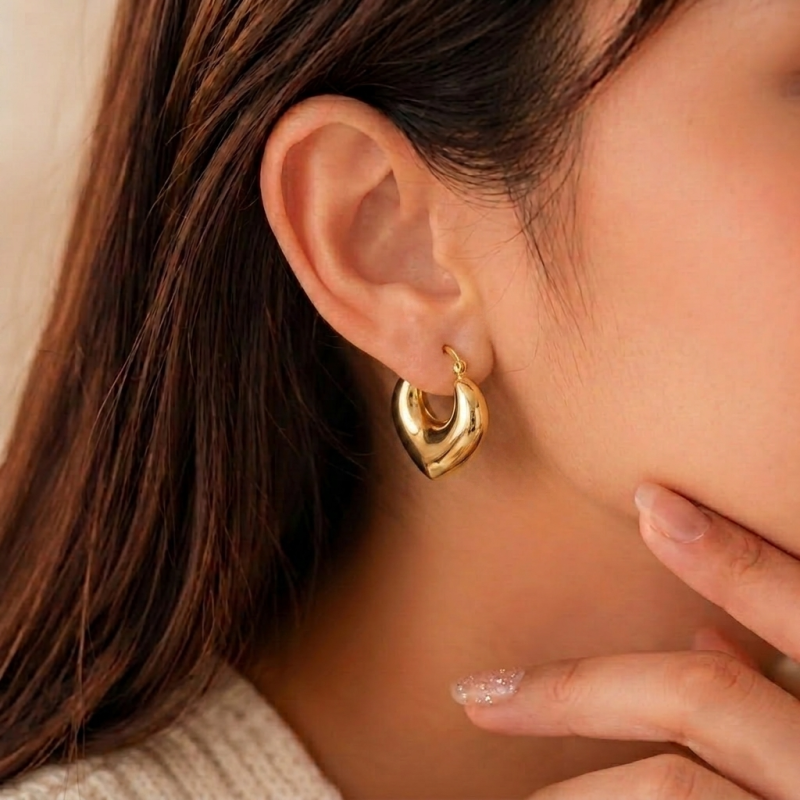 Waterproof Anti-Tarnish Gold Hoop Earrings