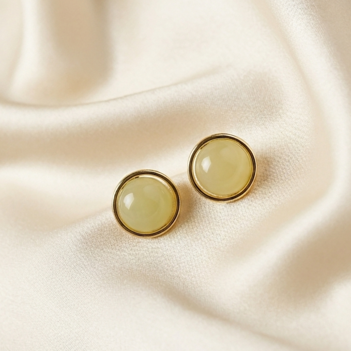 Elegant Round Yellow Stud Earrings