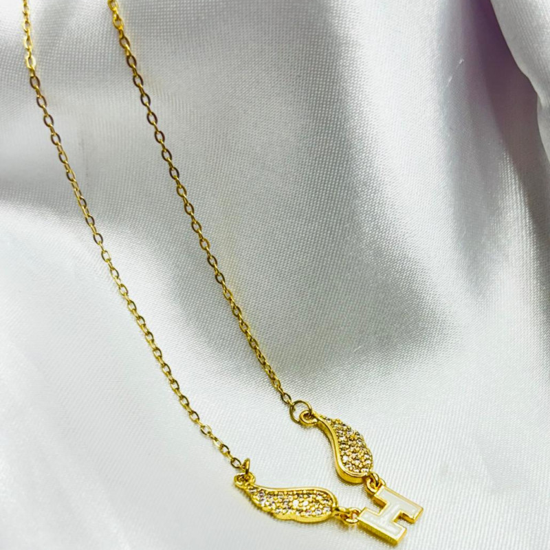 Angel Wings Initial H Necklace