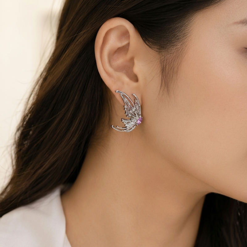Ethereal Crystal Butterfly Wing Earrings