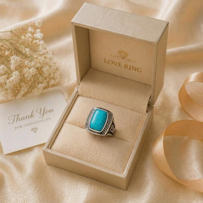 Vintage Silver Turquoise Signet Ring
