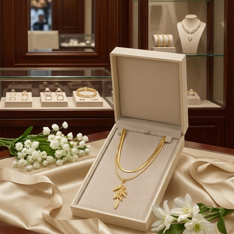 Elegant Layered Gold Leaf Necklace