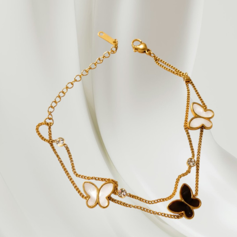 Elegant Double Layer Butterfly Bracelet