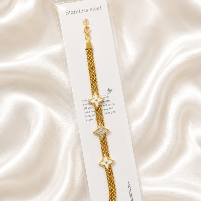 Golden Blossoms, Stainless Steel Strength Bracelet