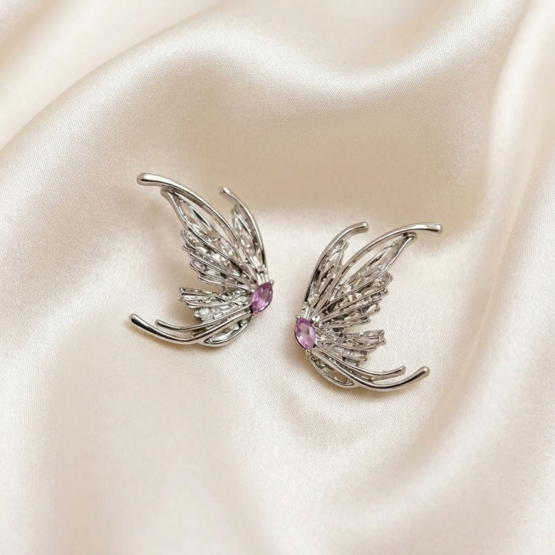 Ethereal Crystal Butterfly Wing Earrings