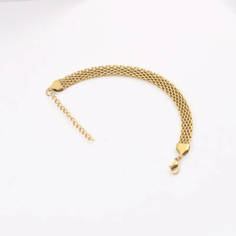 Bold Woven Texture, Timeless Gold Bracelet