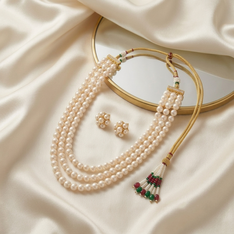 Multi Strand Pearl Cluster Jewelry Set