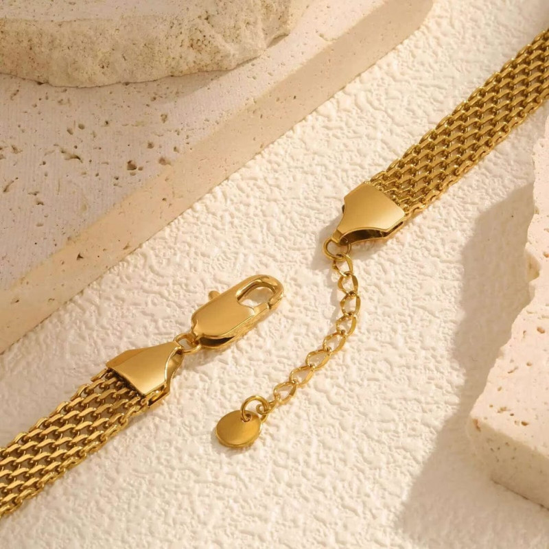 Bold Woven Texture, Timeless Gold Bracelet