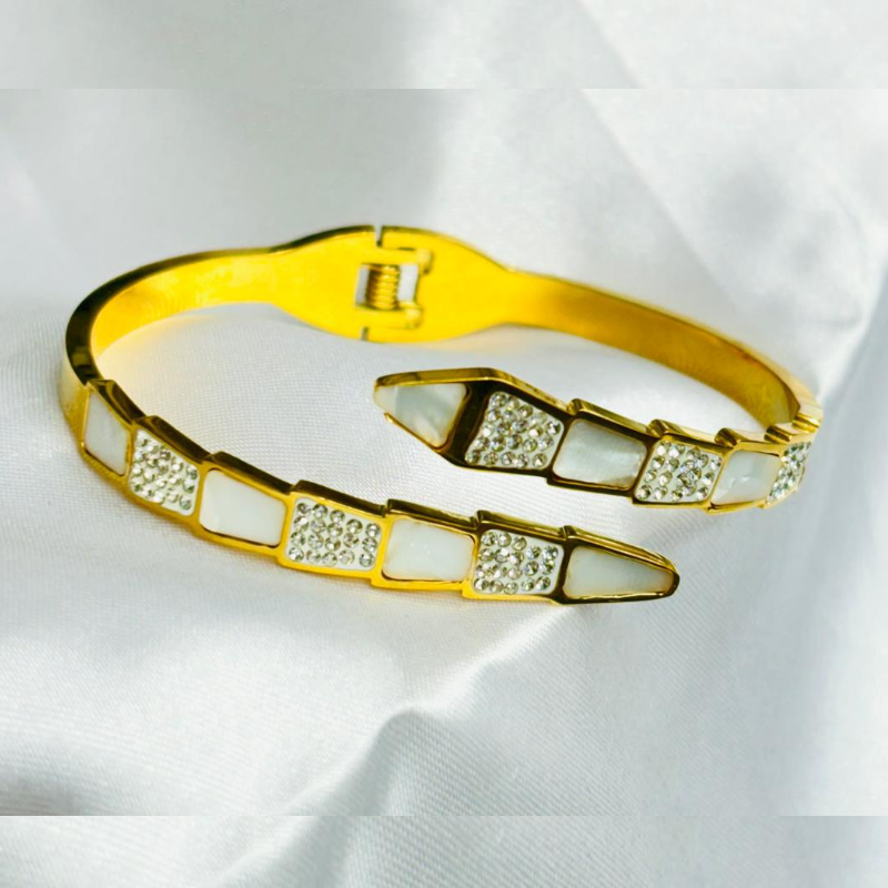 Stainless Steel Mother of Pearl Snake Bracelet