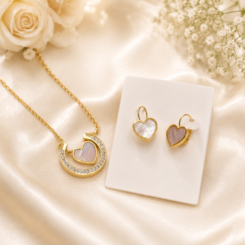Heart of Elegance Necklace & Earrings Set