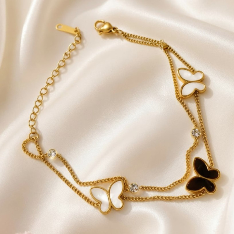 Elegant Double Layer Butterfly Bracelet